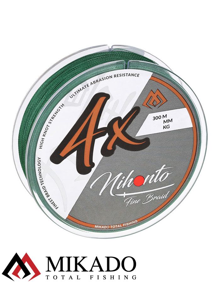 Плетеный шнур Mikado NIHONTO FINE BRAID 0,12 green (300 м) - 8.80 кг.