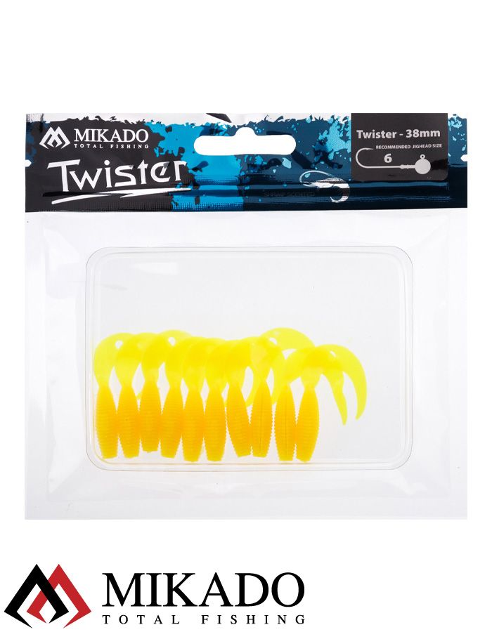 Твистер Mikado TWISTER 38 мм., 0.7 г., YELLOW (10 шт.)
