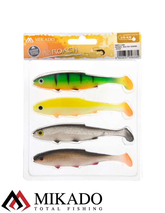 Виброхвост Mikado REAL FISH 10 см., 7.8 г., MIX (4 шт.)