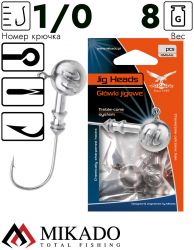 Джиг - головка Mikado ABERDEEN BN 8 г., крючок № 1/0  ( 3 шт.)