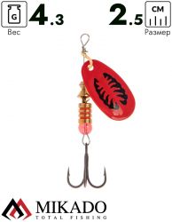 Блесна вращающаяся Mikado BLASTER №2, 4.3 г., серебро 27, длина лепестка 25 мм.