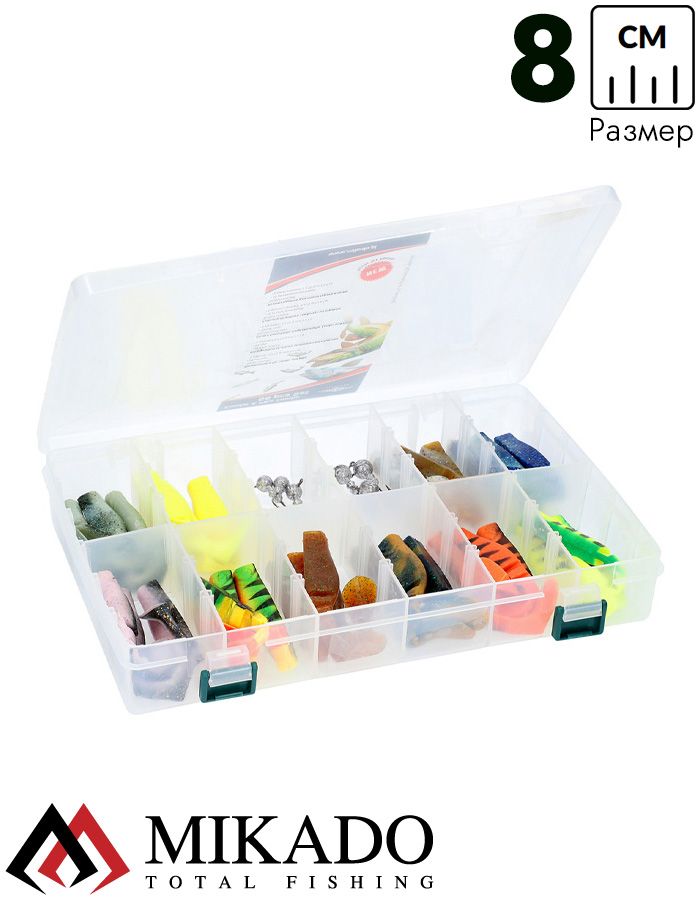 Набор силиконовых приманок Mikado (в коробке виброхв. FISHUNTER 8см-20шт.+джиг-6 шт.) FS-PZFH30