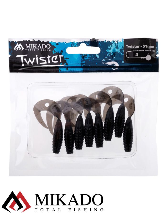 Твистер Mikado TWISTER 51 мм., 1.5 г., BLACK (8 шт.)