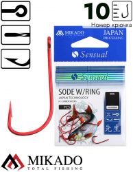 Крючки Mikado SENSUAL - SODE W/RING № 10 RED (с ушком) ( 10 шт.)
