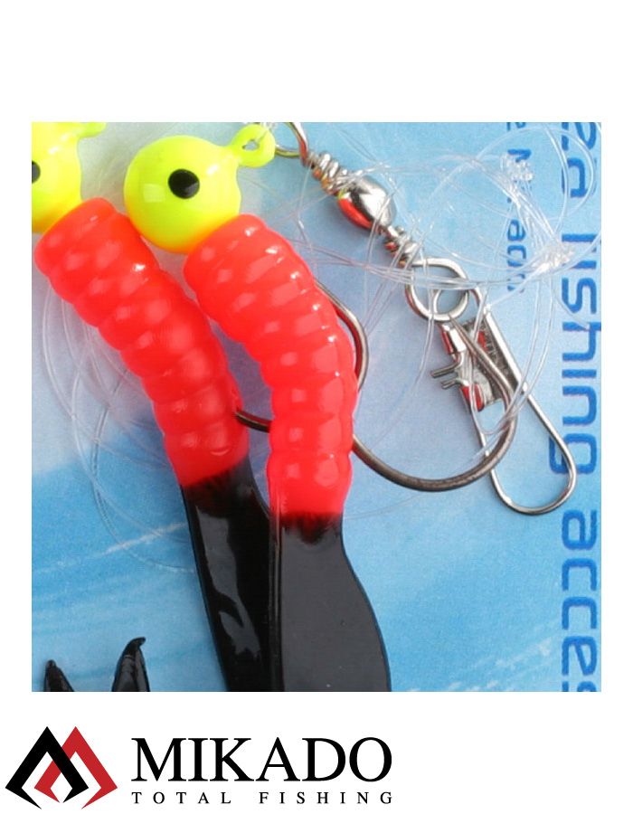 Морская оснастка Mikado PILK TWIST JIGHEAD RIG 5.5 см, 6 г. (2шт.) RED/BLACK