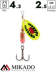 Блесна вращающаяся Mikado BLASTER №2, 4.3 г., серебро 28, длина лепестка 25 мм.