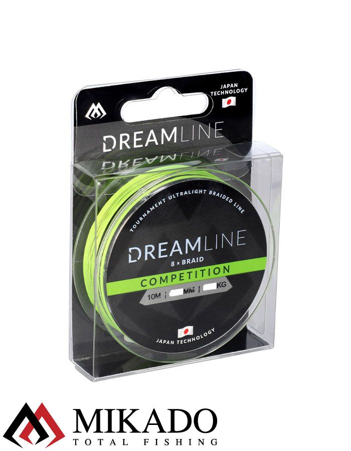 Плетеный шнур Mikado DREAMLINE Competition 0.12 fluo green (10 м) - 10.21 кг.