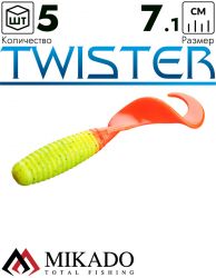 Твистер Mikado TWISTER 71 мм., 3.8 г., 101 (5 шт.)