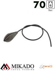 Грузило карповое сменное Mikado скользящее с антизакручивателем (тёмно-зелёный) 19G  70 г.