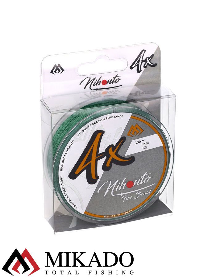Плетеный шнур Mikado NIHONTO FINE BRAID 0,18 green (300 м) - 14.40 кг.