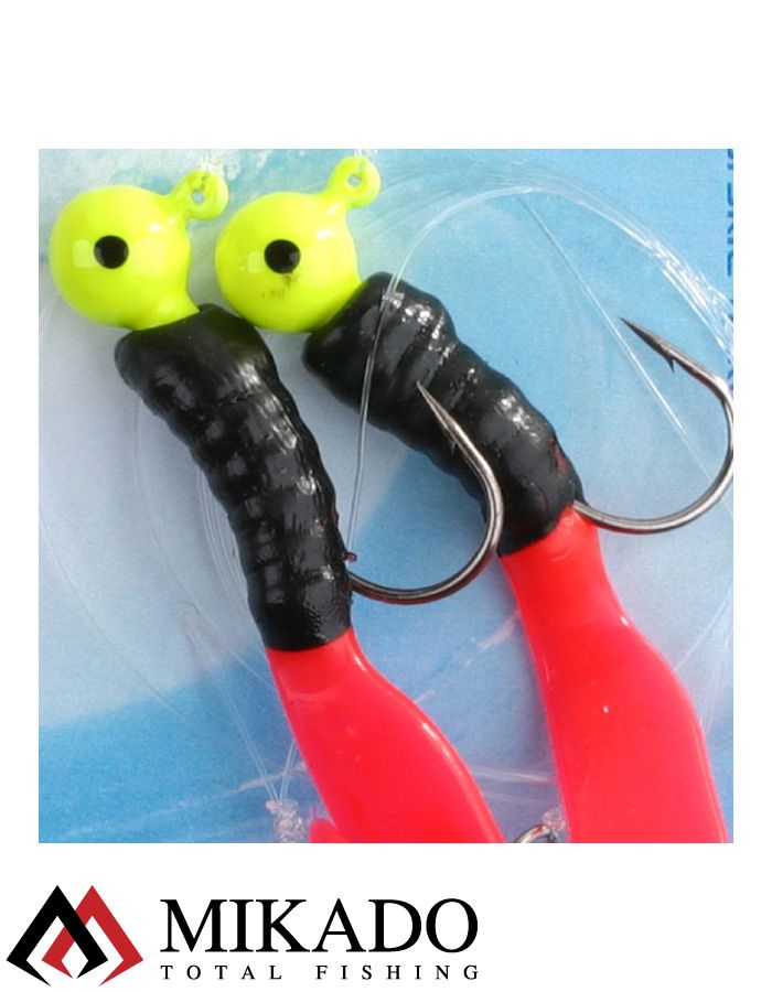 Морская оснастка Mikado PILK TWIST JIGHEAD RIG 5.5 см, 6 г. (2шт.) BLACK/RED