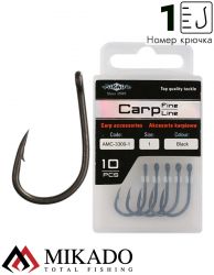 Крючки Mikado Carp Fine Line с тефлоновым покрытием - 3300 № 1 (с ушком) ( 10 шт.)