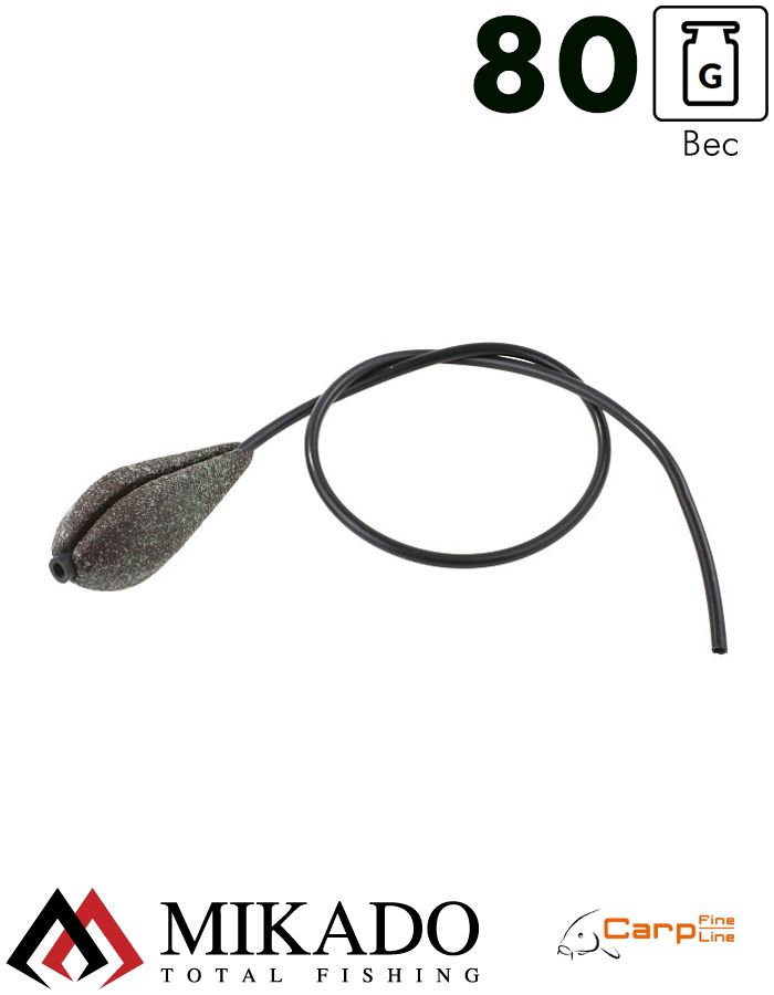 Грузило карповое сменное Mikado скользящее с антизакручивателем (тёмно-зелёный) 19G  80 г.