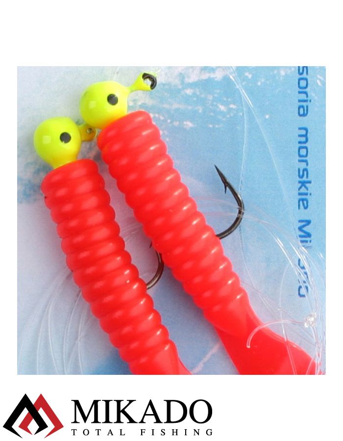Морская оснастка Mikado PILK TWIST JIGHEAD RIG 7.5 см, 3 г. (2шт.) RED