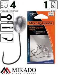 Джиг - головка Mikado MICRO ABERDEEN BN 1 г., крючок № 4  ( 3 шт.)