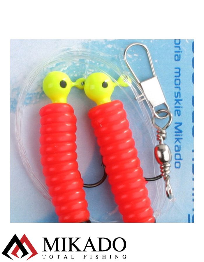 Морская оснастка Mikado PILK TWIST JIGHEAD RIG 7.5 см, 3 г. (2шт.) RED/BLACK