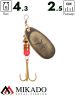 Блесна вращающаяся Mikado BLASTER №2, 4.3 г., состаренное золото, длина лепестка 25 мм.