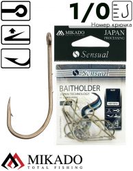Крючки Mikado SENSUAL - BAITHOLDER № 1/0 BROWN (с ушком) ( 10 шт.)