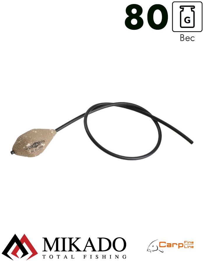 Грузило карповое Mikado скользящее с антизакр. отцентрованное (песочный) 11S  80 г.