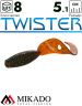 Твистер Mikado TWISTER 51 мм., 1.5 г. MOTOROIL GOLD (8 шт.)