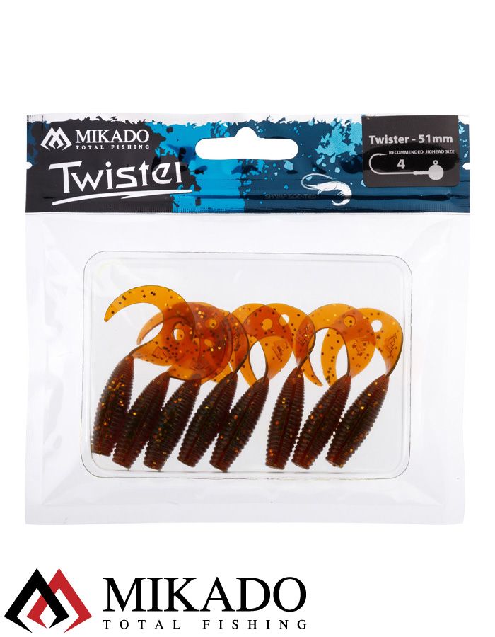 Твистер Mikado TWISTER 51 мм., 1.5 г. MOTOROIL GOLD (8 шт.)