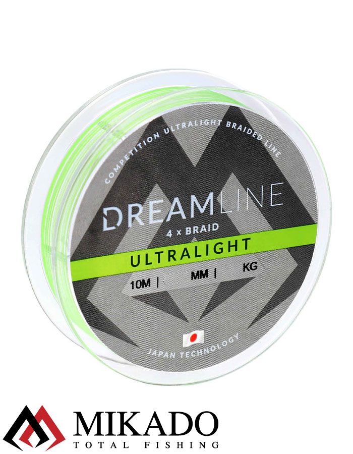 Плетеный шнур Mikado DREAMLINE Ultralight 0.035 fluo green (10 м) - 2.53 кг.