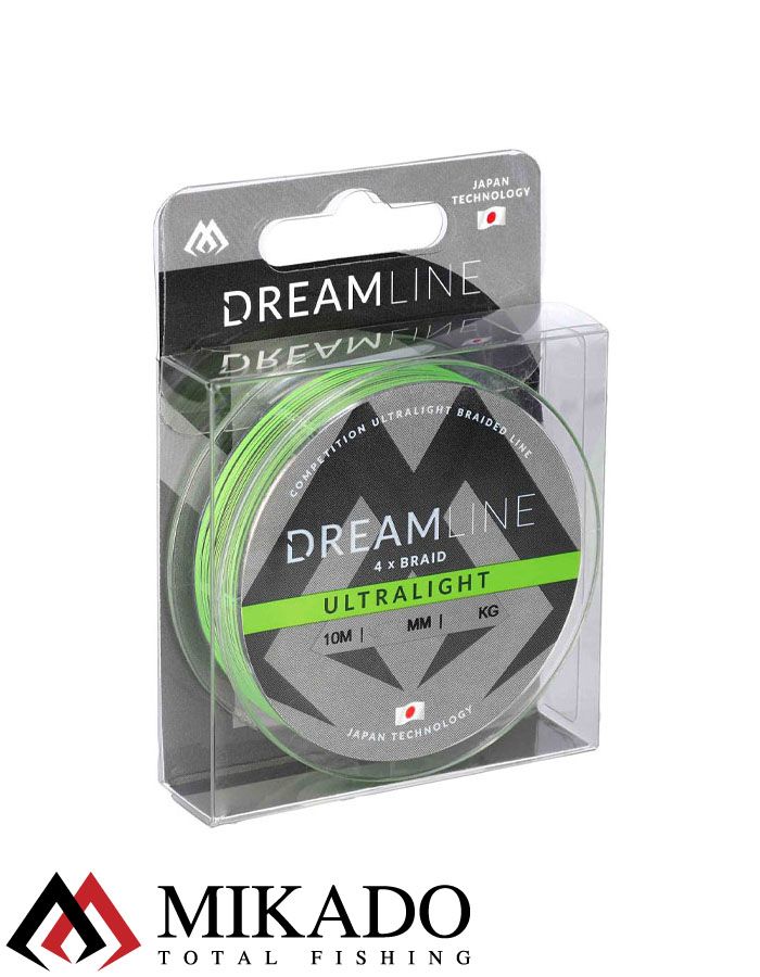 Плетеный шнур Mikado DREAMLINE Ultralight 0.035 fluo green (10 м) - 2.53 кг.
