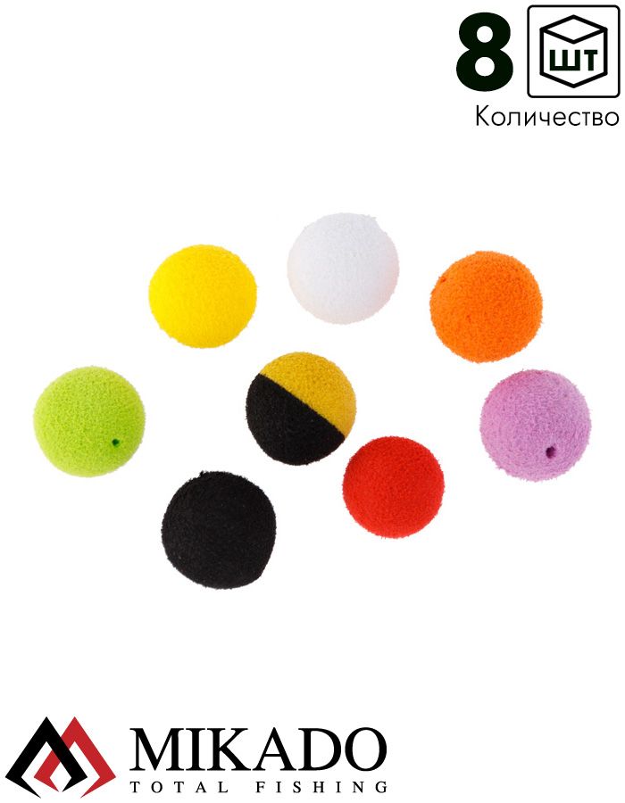 Искуственная насадка Mikado ZIG RIG - POP UP пеноплен с пропиткой, плавающ.(8 шт.) MIX