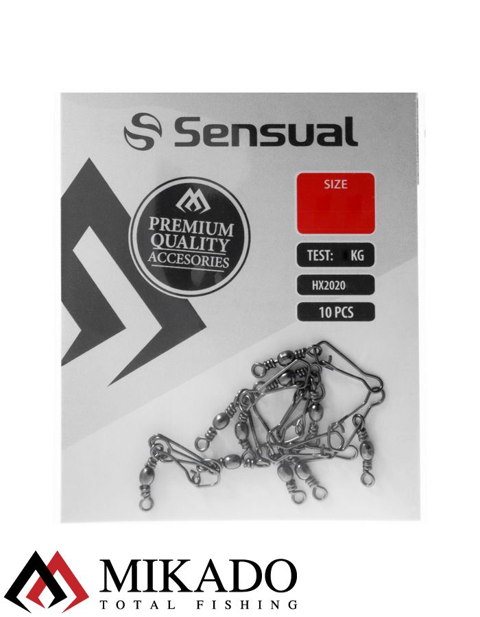 Застежка с вертлюжком Mikado Hooked snap № 12,  тест 18 кг. (10 шт.)