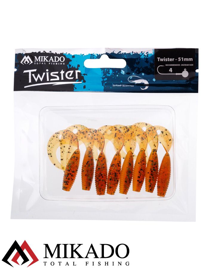 Твистер Mikado TWISTER 51 мм., 1.5 г. ORANGE PEPPER (8 шт.)