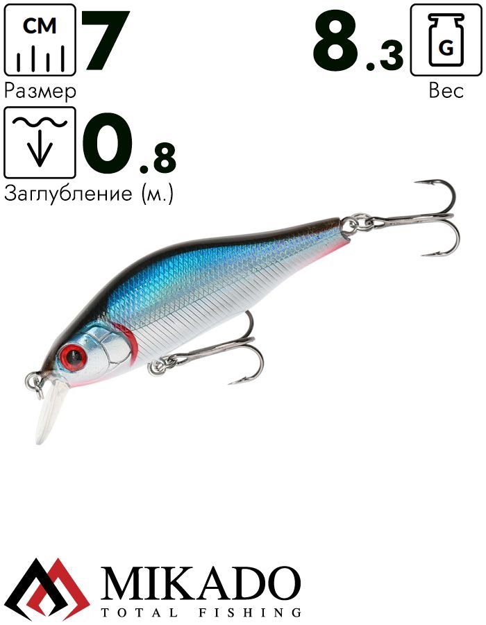 Воблер Mikado LIGHTNING 7 см./NATURAL BROWN BACK - нейтральный, medium (8,3г /до 0,8м)