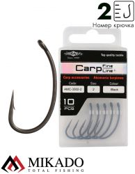 Крючки Mikado Carp Fine Line с тефлоновым покрытием - 3302  № 2 (с ушком) ( 10 шт.)