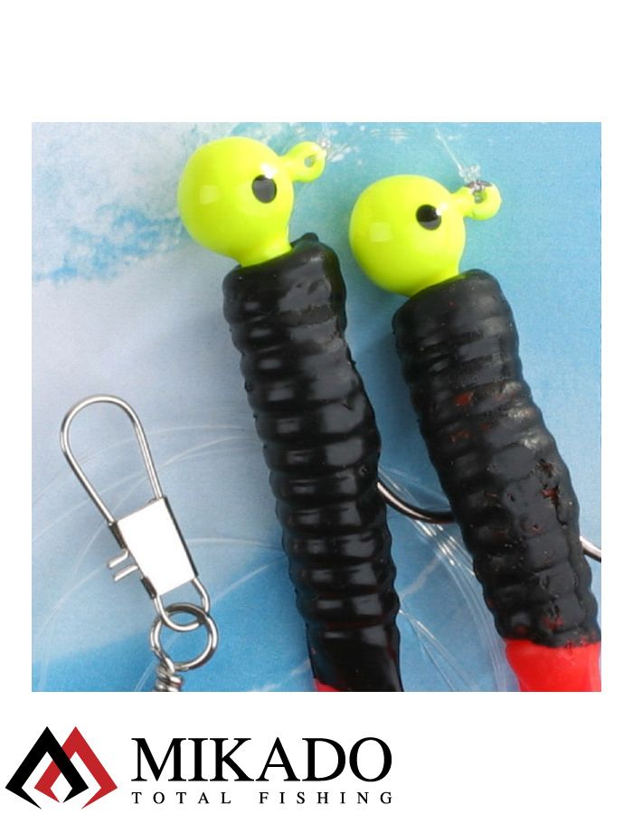 Морская оснастка Mikado PILK TWIST JIGHEAD RIG 7.5 см, 6 г. (2шт.) BLACK/RED