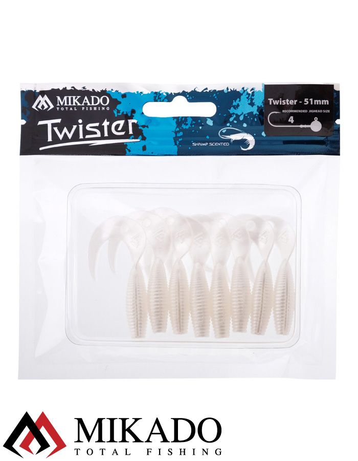 Твистер Mikado TWISTER 51 мм., 1.5 г. PEARL (8 шт.)