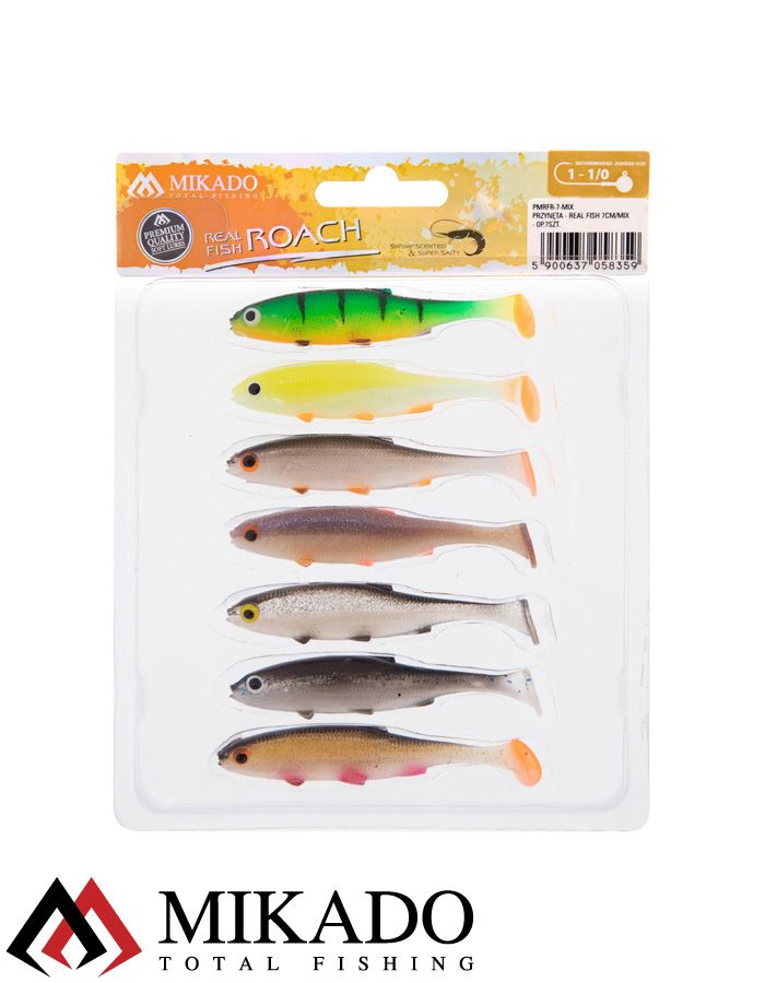 Виброхвост Mikado REAL FISH 7 см., 2.5 г., MIX (7 шт.)