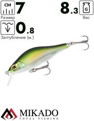 Воблер Mikado LIGHTNING 7 см./OLIVE BLEAK - нейтральный, medium (8,3г /до 0,8м)