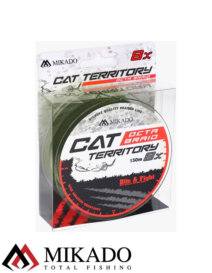 Плетеный шнур Mikado CAT TERRITORY OCTA 0,70 green (150 м) - 76.40 кг.