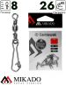 Застежка с вертлюжком Mikado Hooked snap № 8,  тест 26 кг. (10 шт.)