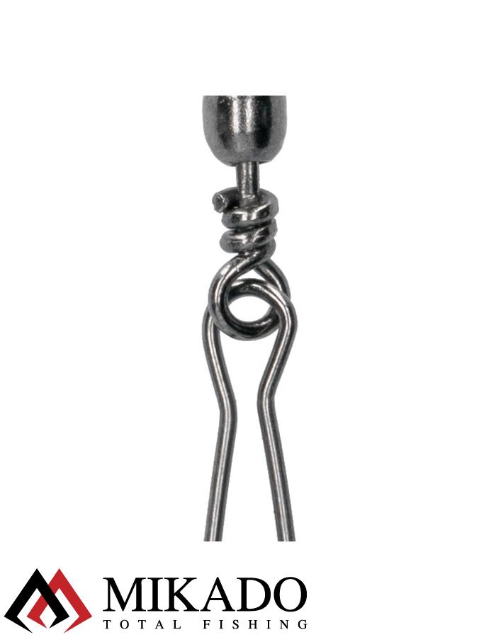 Застежка с вертлюжком Mikado Hooked snap № 8,  тест 26 кг. (10 шт.)