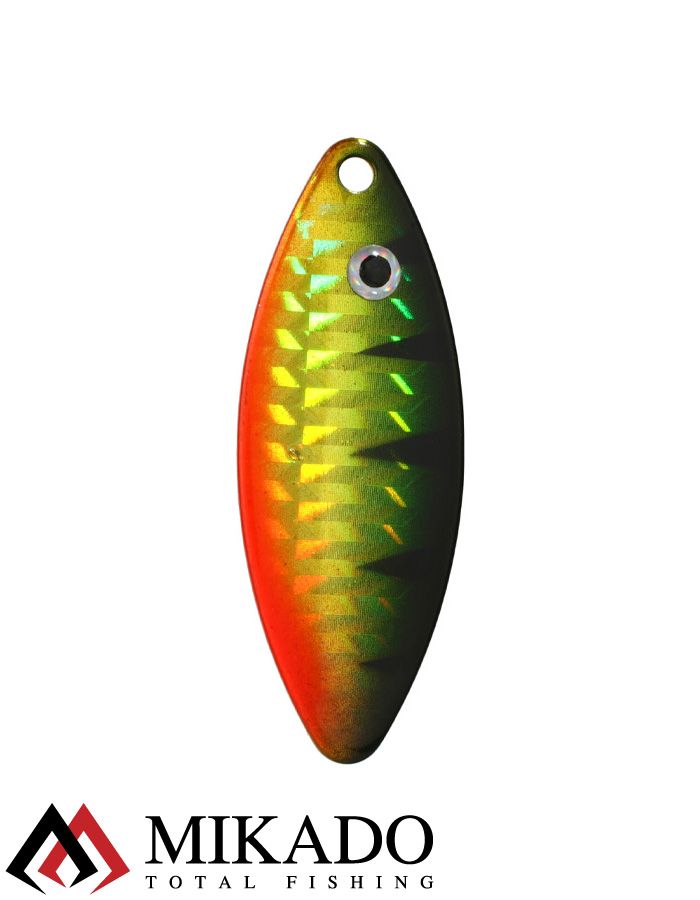 Блесна вращающаяся Mikado STREAM №4, 14 г., серебро 62 HOLO, длина лепестка 60 мм.