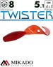 Твистер Mikado TWISTER 51 мм., 1.5 г. RED (8 шт.)