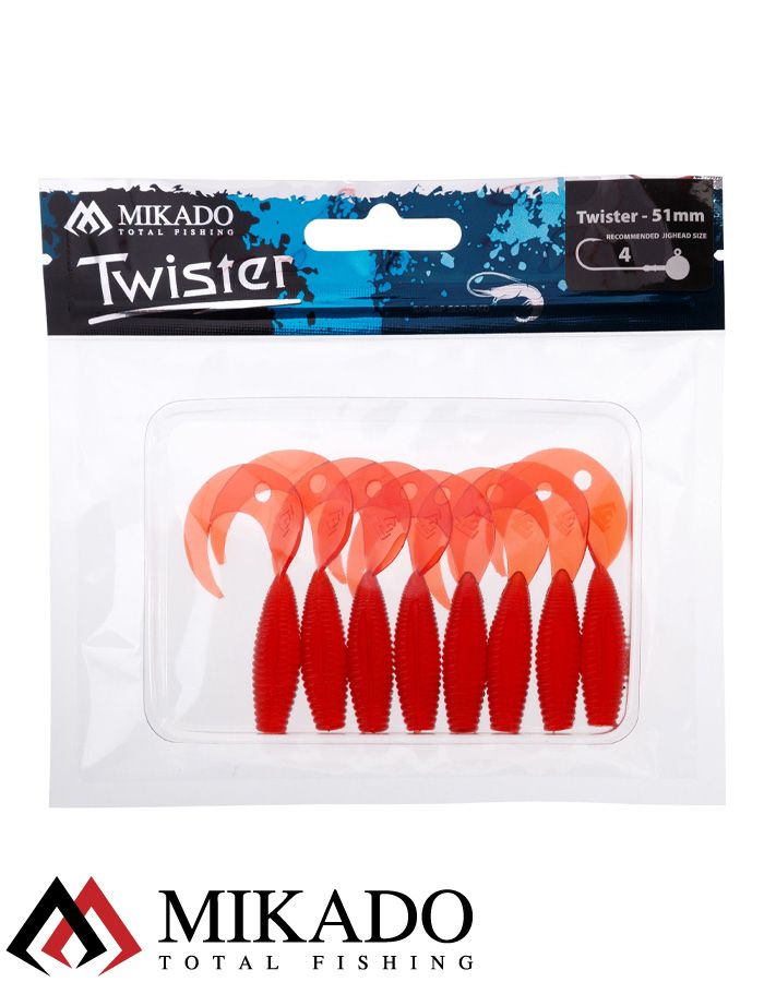 Твистер Mikado TWISTER 51 мм., 1.5 г. RED (8 шт.)