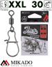 Вертлюг роликовый Mikado JAWS с застежкой, №XXL, 30кг., никель (10шт.)