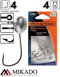 Джиг - головка Mikado MICRO ABERDEEN BN 4 г., крючок № 4  ( 3 шт.)