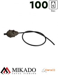 Грузило карповое сменное Mikado скользящее с антизакручивателем. плоское (тёмно-зелёный) 24G  100 г.