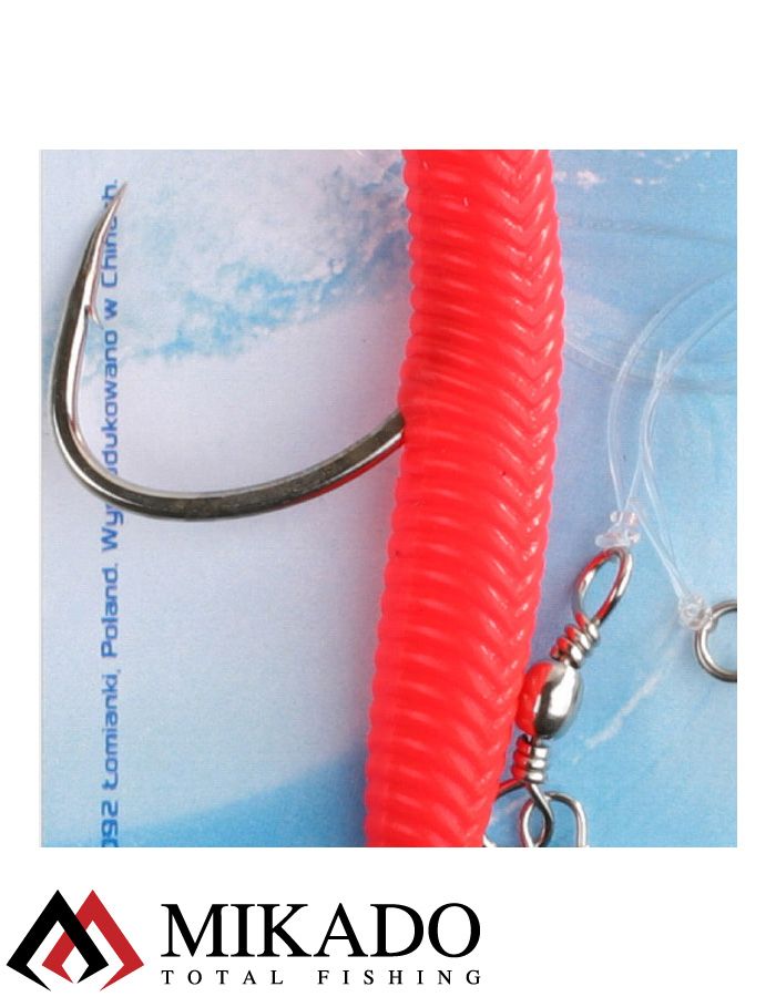 Морская оснастка Mikado PILK TWIST RIG 14см, крючок № 8/0 (RED/BLACK)