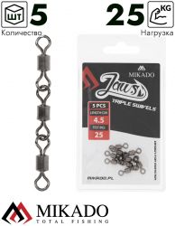 Вертлюг роликовый Mikado JAWS тройной, 4.5см., 25кг. (5шт.)