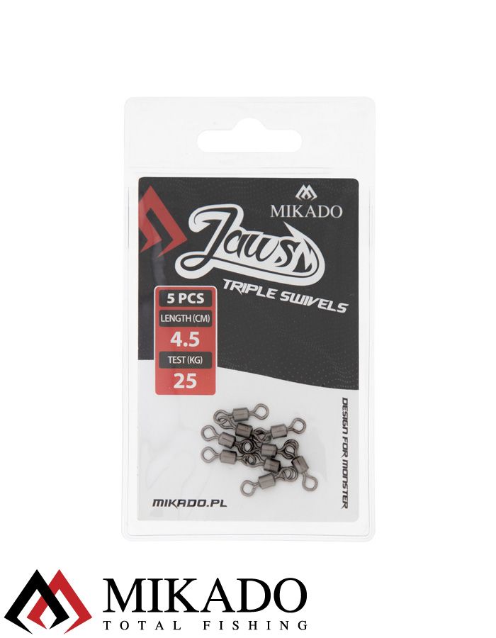 Вертлюг роликовый Mikado JAWS тройной, 4.5см., 25кг. (5шт.)