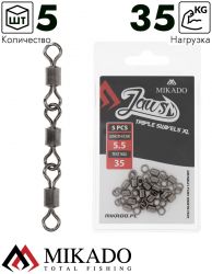 Вертлюг роликовый Mikado JAWS тройной, 5.5см., 35кг. (5шт.)