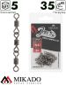Вертлюг роликовый Mikado JAWS тройной, 5.5см., 35кг. (5шт.)